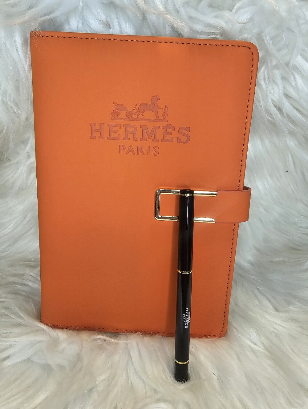Orange Notebook Journal with Pen-Reusable Cover.